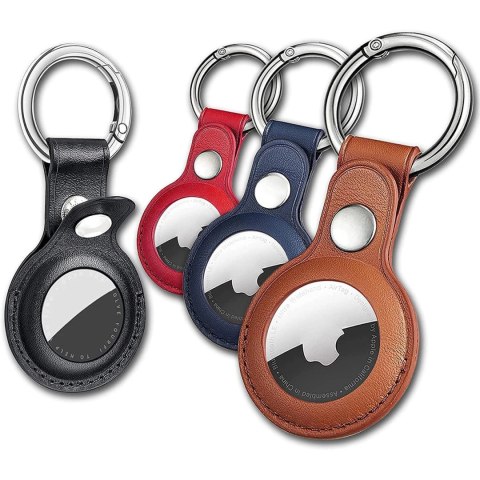 Etui do Apple AirTag z ekoskóry - czarne, brązowe, czerwone, niebieskie - 4 sztuki Etui do Apple AirTag z ekoskóry - czarne, brązowe, czerwone, niebieskie - 4 sztuki