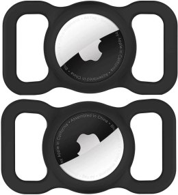 Etui na Apple AirTag silikonowe na obrożę psa lub kota - czarne