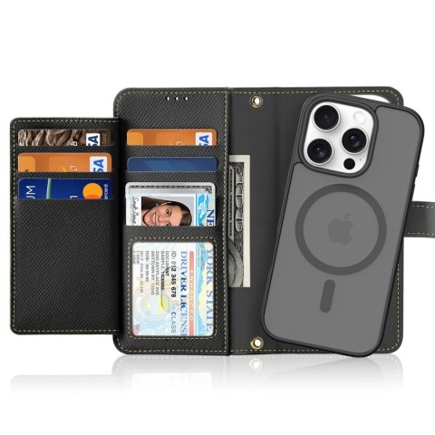 Etui skórzane Dux Ducis Lawa na iPhone 16 Pro Max - czarne Etui skórzane Dux Ducis Lawa na iPhone 16 Pro Max - czarne