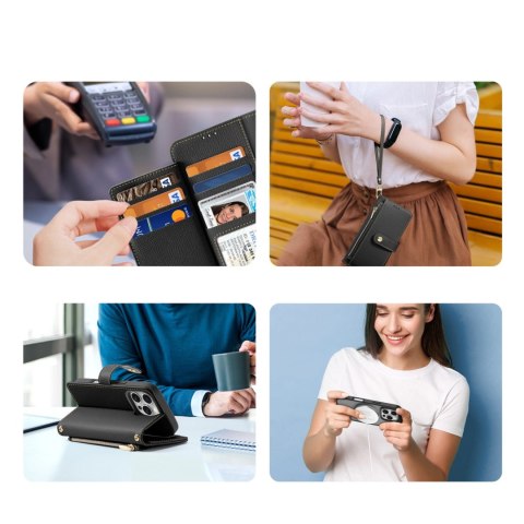 Etui skórzane Dux Ducis Lawa na iPhone 16 Pro Max - czarne Etui skórzane Dux Ducis Lawa na iPhone 16 Pro Max - czarne