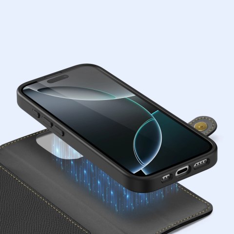 Etui skórzane Dux Ducis Lawa na iPhone 16 Pro Max - czarne Etui skórzane Dux Ducis Lawa na iPhone 16 Pro Max - czarne