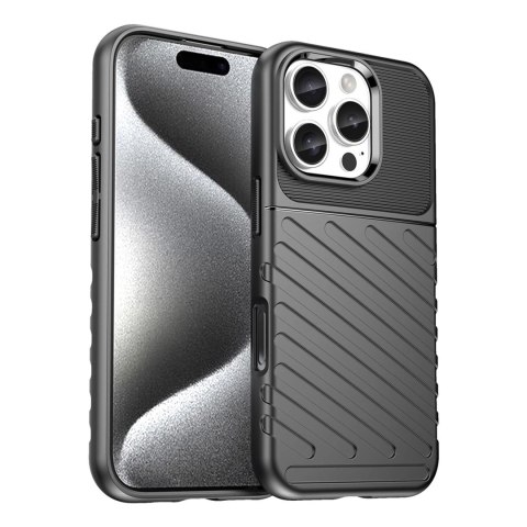 Etui Thunder Case na iPhone 16e silikonowy pancerny pokrowiec - czarne Etui Thunder Case na iPhone 16e silikonowy pancerny pokrowiec - czarne