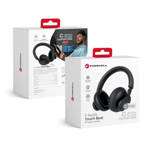 Słuchawki bezprzewodowe nauszne Forcell F-Audio ANC Touch Beat czarne Słuchawki bezprzewodowe nauszne Forcell F-Audio ANC Touch Beat czarne