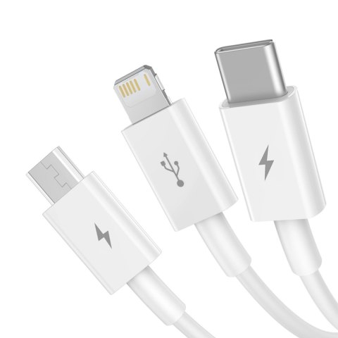Kabel Baseus Superior Series USB-A - USB-C / Lightning / micro USB 3.5A 0.5m - biały Kabel Baseus Superior Series USB-A - USB-C / Lightning / micro USB 3.5A 0.5m - biały