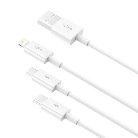 Kabel Baseus Superior Series USB-A - USB-C / Lightning / micro USB 3.5A 0.5m - biały Kabel Baseus Superior Series USB-A - USB-C / Lightning / micro USB 3.5A 0.5m - biały