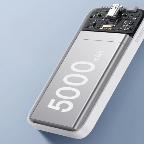 Mini powerbank Baseus 5000mAh 20W + kabel USB-C (20V/3A) - biały Mini powerbank Baseus 5000mAh 20W + kabel USB-C (20V/3A) - biały