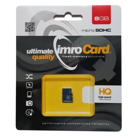 Imro karta pamięci 8GB microSDHC kl. 4 Imro karta pamięci 8GB microSDHC kl. 4