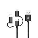 Forever kabel 3w1 USB - Lightning + USB-C + microUSB 1,0 m 1,5A czarny Forever kabel 3w1 USB - Lightning + USB-C + microUSB 1,0 m 1,5A czarny