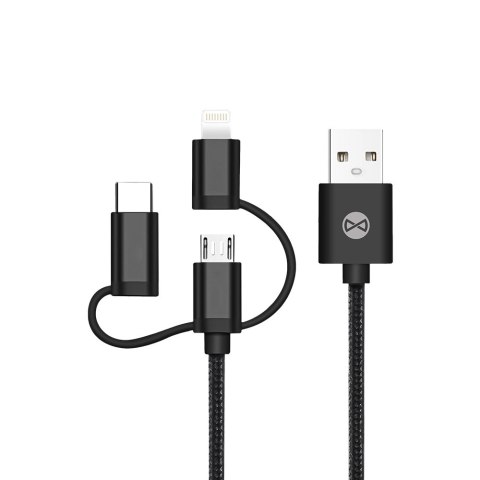 Forever kabel 3w1 USB - Lightning + USB-C + microUSB 1,0 m 1,5A czarny Forever kabel 3w1 USB - Lightning + USB-C + microUSB 1,0 m 1,5A czarny
