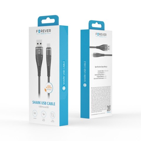 Forever kabel Shark USB - microUSB 1,0 m 2A czarny Forever kabel Shark USB - microUSB 1,0 m 2A czarny