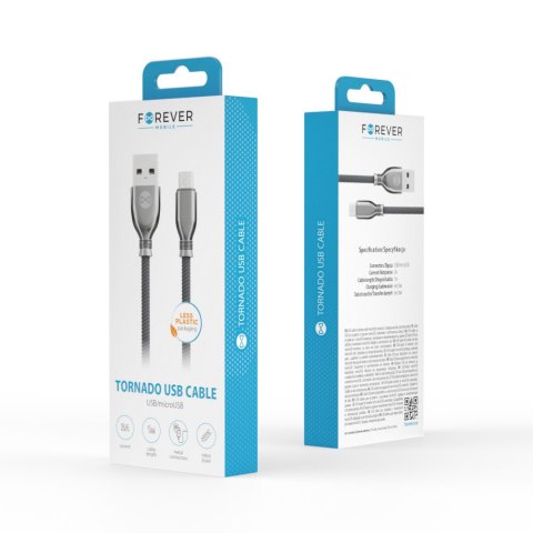 Forever kabel Tornado USB - microUSB 1,0 m 3A czarny Forever kabel Tornado USB - microUSB 1,0 m 3A czarny