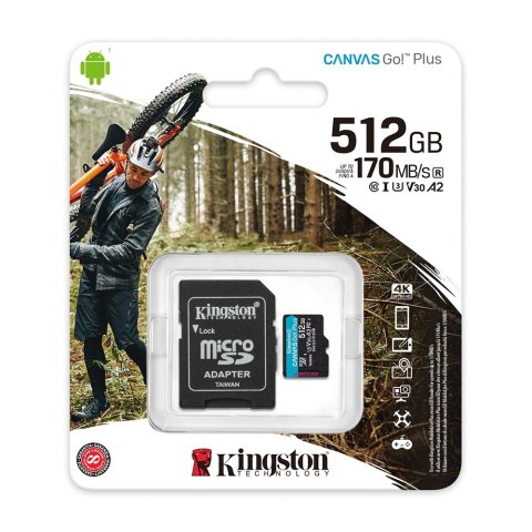 Kingston karta pamięci 512GB microSDXC Canvas Go! Plus kl. 10 UHS-I 170 MB/s + adapter Kingston karta pamięci 512GB microSDXC Canvas Go! Plus kl. 10 UHS-I 170 MB/s + adapter