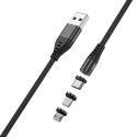Maxlife kabel magnetyczny MXUC-02 USB - Lightning + USB-C + microUSB 1,0 m 2A czarny nylonowy Maxlife kabel magnetyczny MXUC-02 USB - Lightning + USB-C + microUSB 1,0 m 2A czarny nylonowy