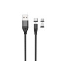 Maxlife kabel magnetyczny MXUC-02 USB - Lightning + USB-C + microUSB 1,0 m 2A czarny nylonowy Maxlife kabel magnetyczny MXUC-02 USB - Lightning + USB-C + microUSB 1,0 m 2A czarny nylonowy