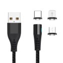 Maxlife kabel magnetyczny MXUC-02 USB - Lightning + USB-C + microUSB 1,0 m 2A czarny nylonowy Maxlife kabel magnetyczny MXUC-02 USB - Lightning + USB-C + microUSB 1,0 m 2A czarny nylonowy