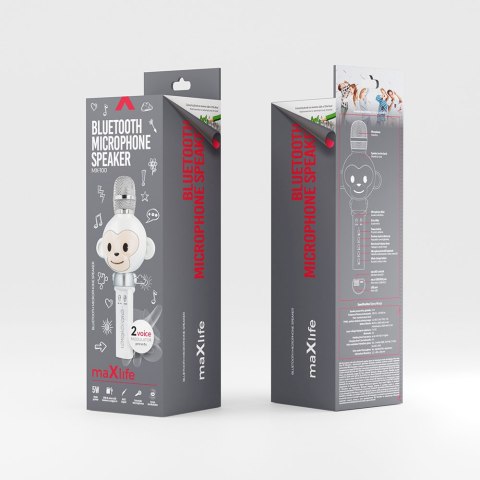 Maxlife mikrofon z głośnikiem Bluetooth Animal MX-100 biały Maxlife mikrofon z głośnikiem Bluetooth Animal MX-100 biały