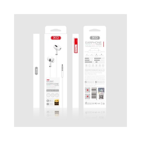 XO słuchawki przewodowe EP22 jack 3,5mm dokanałowe białe XO słuchawki przewodowe EP22 jack 3,5mm dokanałowe białe