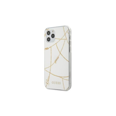 Guess nakładka do iPhone 12 Mini 5,4" GUHCP12SPCUCHWH biała hard case Gold Chain Collection Guess nakładka do iPhone 12 Mini 5,4" GUHCP12SPCUCHWH biała hard case Gold Chain Collection