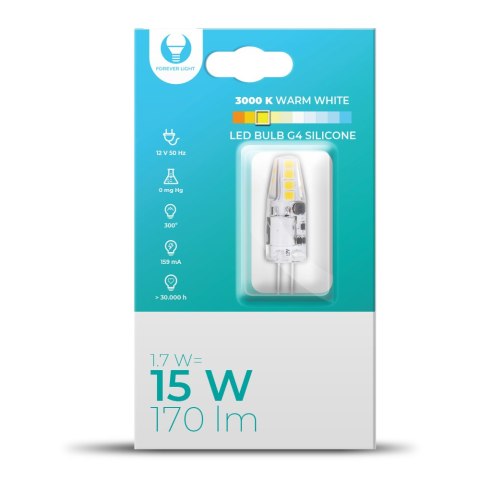 Żarówka LED G4 Silikon 1.7W 12V 3000K 170lm Forever Light Żarówka LED G4 Silikon 1.7W 12V 3000K 170lm Forever Light