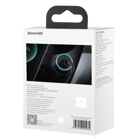 Baseus ładowarka samochodowa Golden Contactor Pro PD 40W 1x USB 1x USB-C szara Baseus ładowarka samochodowa Golden Contactor Pro PD 40W 1x USB 1x USB-C szara