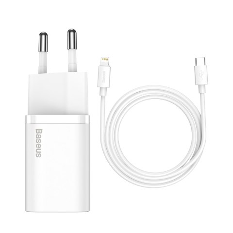 Baseus ładowarka sieciowa Super Si PD 20W 1x USB-C biała + kabel USB-C - Lightning Baseus ładowarka sieciowa Super Si PD 20W 1x USB-C biała + kabel USB-C - Lightning