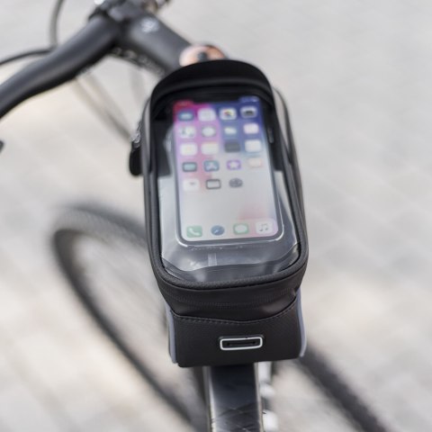 Wodoodporna torba rowerowa z osłoniętym uchwytem na telefon Model02 czarna Wodoodporna torba rowerowa z osłoniętym uchwytem na telefon Model02 czarna