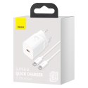 Baseus ładowarka sieciowa Super Si PD 25W 1x USB-C biała + kabel USB-C - USB-C Baseus ładowarka sieciowa Super Si PD 25W 1x USB-C biała + kabel USB-C - USB-C