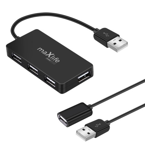 Maxlife Home Office USB 2.0 hub USB - 4x USB 0,15 m czarny + kabel 1,5 m Maxlife Home Office USB 2.0 hub USB - 4x USB 0,15 m czarny + kabel 1,5 m