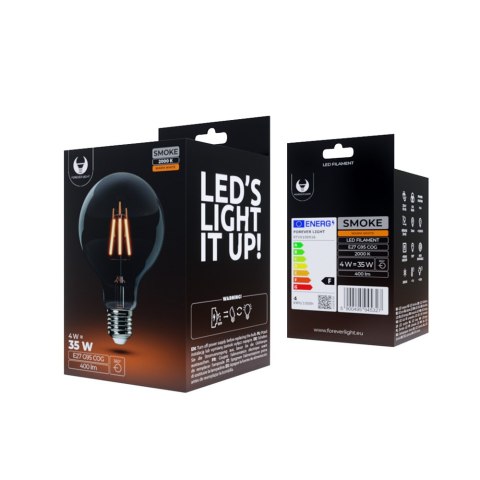 Żarówka LED Filament E27 G95 4W 230V 2000K 400lm COG dymiona Forever Light Żarówka LED Filament E27 G95 4W 230V 2000K 400lm COG dymiona Forever Light