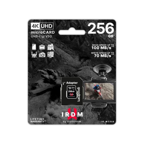 GoodRam karta pamięci IRDM 256GB microSD UHS-I U3 V30 z adapterem GoodRam karta pamięci IRDM 256GB microSD UHS-I U3 V30 z adapterem