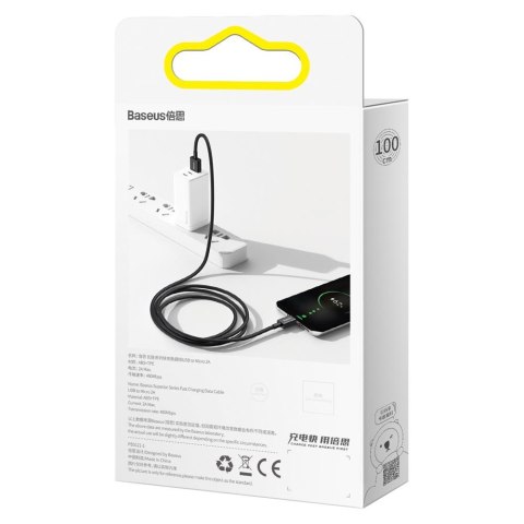 Baseus kabel Superior USB - microUSB 2,0 m 2,0A czarny Baseus kabel Superior USB - microUSB 2,0 m 2,0A czarny
