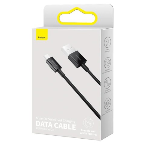 Baseus kabel Superior USB - microUSB 2,0 m 2,0A czarny Baseus kabel Superior USB - microUSB 2,0 m 2,0A czarny