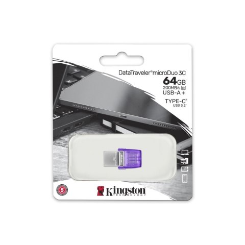 Kingston pendrive 64GB USB 3.0 / USB 3.1 DT microDuo 3C + USB-C Kingston pendrive 64GB USB 3.0 / USB 3.1 DT microDuo 3C + USB-C