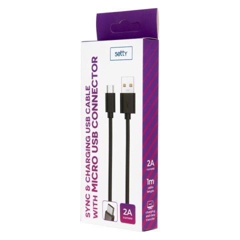 Setty kabel USB - microUSB 1,0 m 2A czarny R Setty kabel USB - microUSB 1,0 m 2A czarny R