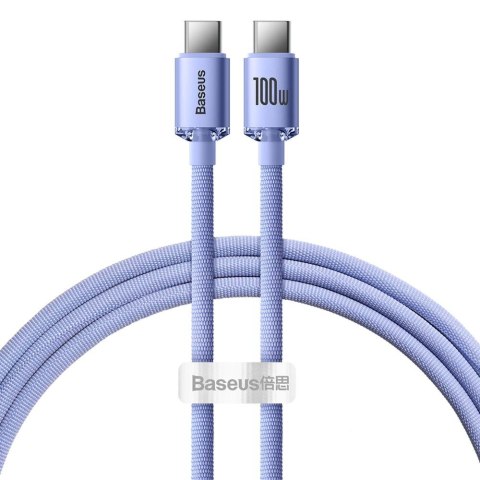 Baseus kabel Crystal Shine USB-C - USB-C 1,2 m 100W fioletowy Baseus kabel Crystal Shine USB-C - USB-C 1,2 m 100W fioletowy