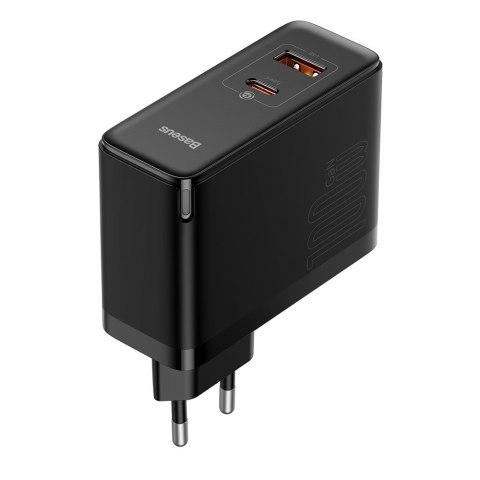 Baseus ładowarka sieciowa GaN5 Pro PD 100W 1x USB-C 1x USB czarna + kabel USB-C - USB-C Baseus ładowarka sieciowa GaN5 Pro PD 100W 1x USB-C 1x USB czarna + kabel USB-C - USB-C