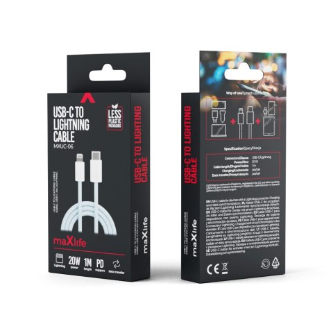 Maxlife kabel MXUC-06 USB-C - Lightning 1,0 m 20W niebieski nylonowy Maxlife kabel MXUC-06 USB-C - Lightning 1,0 m 20W niebieski nylonowy