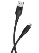 Maxlife kabel MXUC-07 USB - Lightning 1,0 m 2,4A czarny nylonowy Maxlife kabel MXUC-07 USB - Lightning 1,0 m 2,4A czarny nylonowy