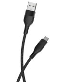 Maxlife kabel MXUC-07 USB - microUSB 1,0 m 2,4A czarny nylonowy Maxlife kabel MXUC-07 USB - microUSB 1,0 m 2,4A czarny nylonowy