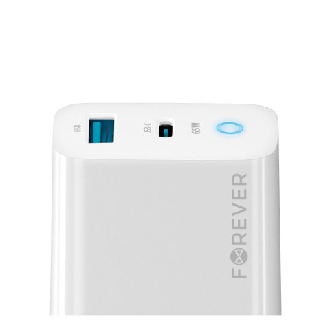 Forever ładowarka sieciowa GaN PD QC TC-06-65AC 1x USB-C 1x USB 65W biała Forever ładowarka sieciowa GaN PD QC TC-06-65AC 1x USB-C 1x USB 65W biała