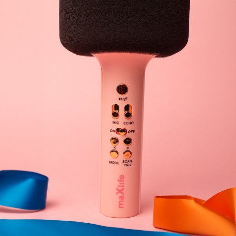 Maxlife mikrofon z głośnikiem Bluetooth MXBM-600 różowy Maxlife mikrofon z głośnikiem Bluetooth MXBM-600 różowy