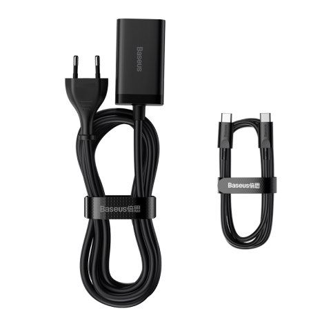 Baseus ładowarka sieciowa GaN3 Pro PD 65W 2x USB-C 2x USB czarna + kabel USB-C - USB-C Baseus ładowarka sieciowa GaN3 Pro PD 65W 2x USB-C 2x USB czarna + kabel USB-C - USB-C