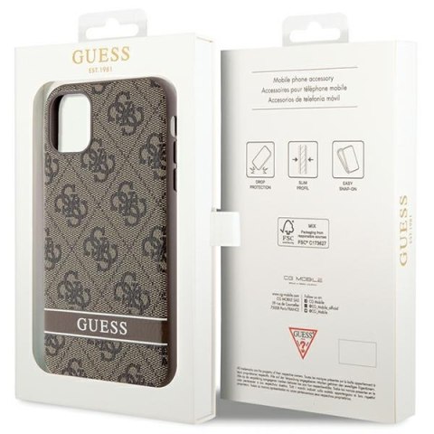Guess nakładka do iPhone 11 GUHCN61P4SNW brązowa HC 4G Stripe Guess nakładka do iPhone 11 GUHCN61P4SNW brązowa HC 4G Stripe