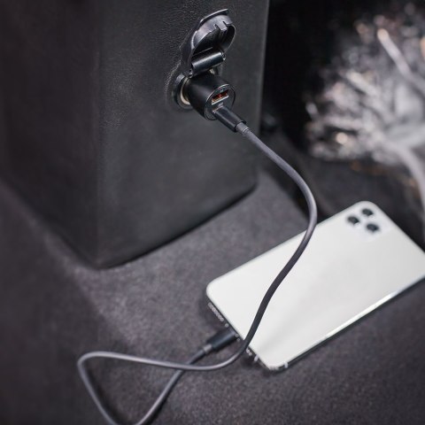 Maxlife ładowarka samochodowa PD QC MXCC-04 1x USB-C 1x USB 20W czarna + kabel USB-C - Lightning 27W Maxlife ładowarka samochodowa PD QC MXCC-04 1x USB-C 1x USB 20W czarna + kabel USB-C - Lightning 27W