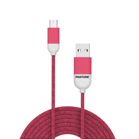 PANTONE kabel USB - microUSB 1,5m 2,4A PT-MC001-5 Pink 184C PANTONE kabel USB - microUSB 1,5m 2,4A PT-MC001-5 Pink 184C