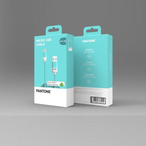 PANTONE kabel USB - microUSB 1,5m 2,4A PT-MC001-5 Teal 3242C PANTONE kabel USB - microUSB 1,5m 2,4A PT-MC001-5 Teal 3242C