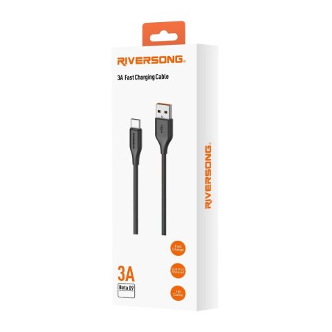 Riversong kabel Beta 09 USB - microUSB 1,0m 3A czarny CM85 Riversong kabel Beta 09 USB - microUSB 1,0m 3A czarny CM85