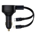 Baseus ładowarka samochodowa Enjoyment Retractable 2w1 30W czarna z kablem 1x USB-C 1x Lightning Baseus ładowarka samochodowa Enjoyment Retractable 2w1 30W czarna z kablem 1x USB-C 1x Lightning