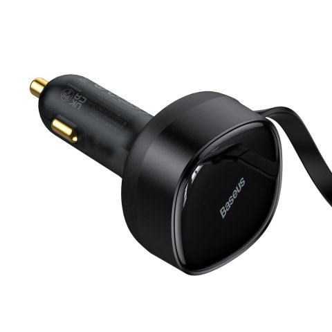 Baseus ładowarka samochodowa Enjoyment Retractable 2w1 30W czarna z kablem 1x USB-C 1x Lightning Baseus ładowarka samochodowa Enjoyment Retractable 2w1 30W czarna z kablem 1x USB-C 1x Lightning