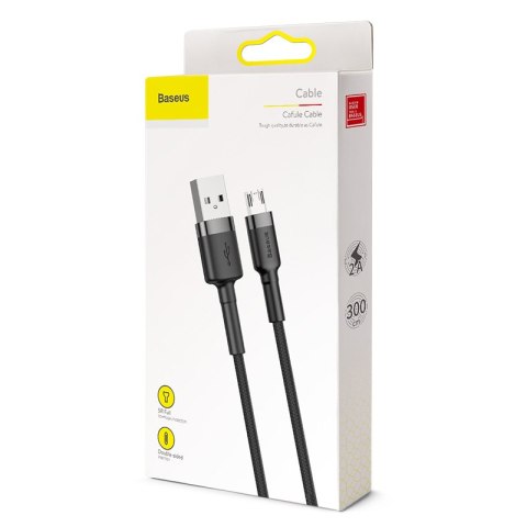 Baseus kabel Cafule USB - micro USB 3,0m 2A szaro-czarny Baseus kabel Cafule USB - micro USB 3,0m 2A szaro-czarny